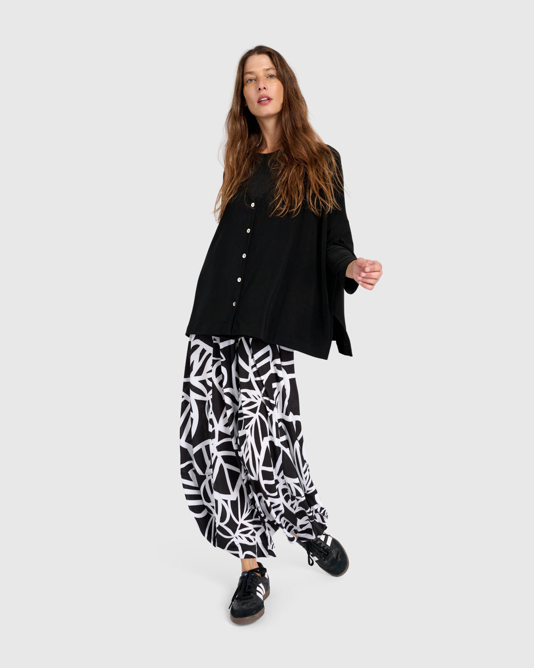 Essential Relaxed Crop Cardigan, Black