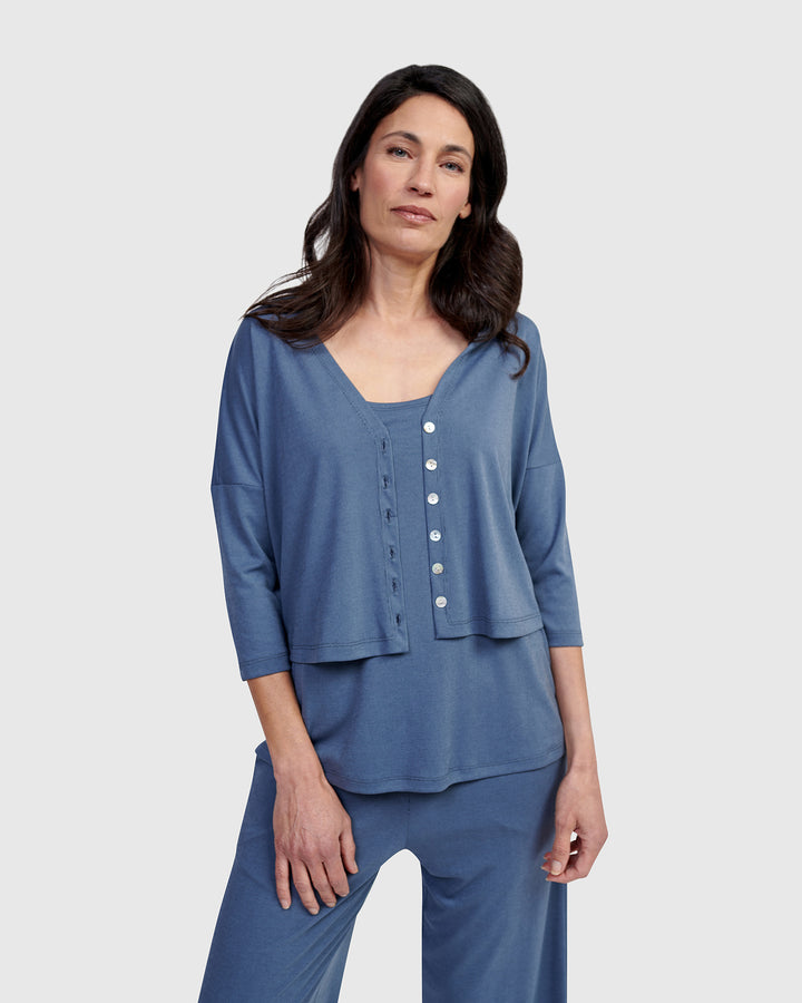 Essential Crop Cardigan, Blue Mist