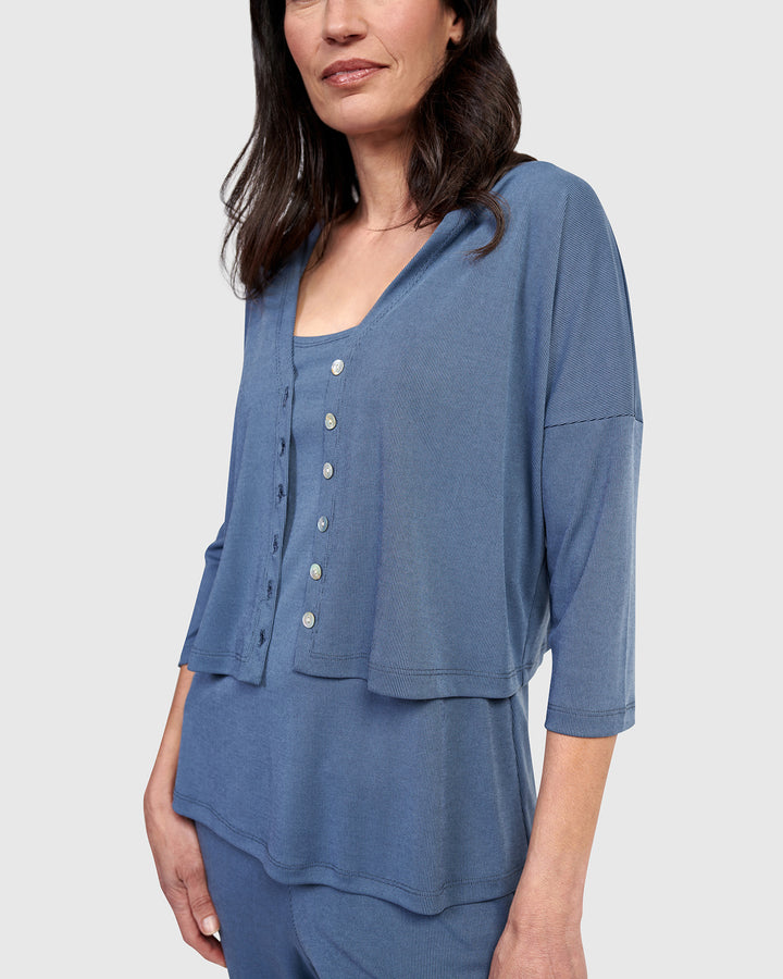 Essential Crop Cardigan, Blue Mist