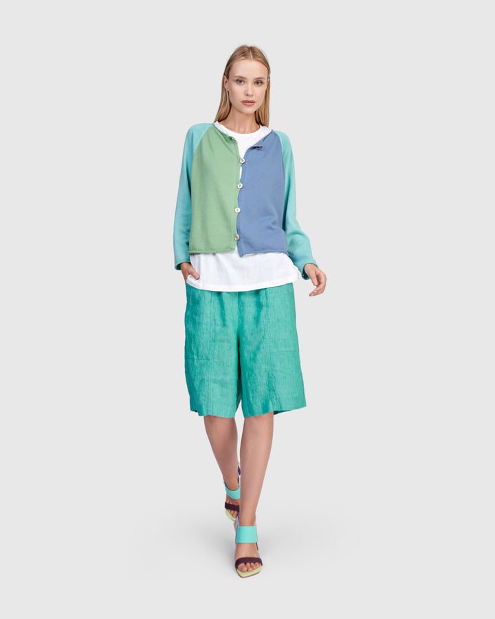 Gem Linen Shorts, Aqua