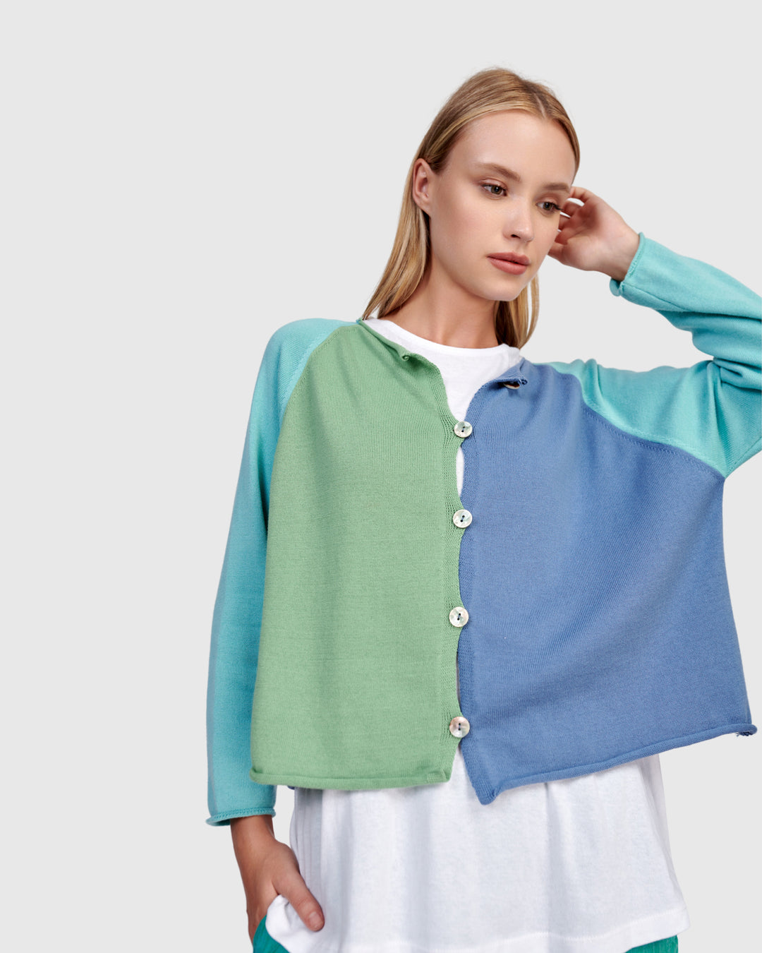 Seashell Cardigan, Aqua