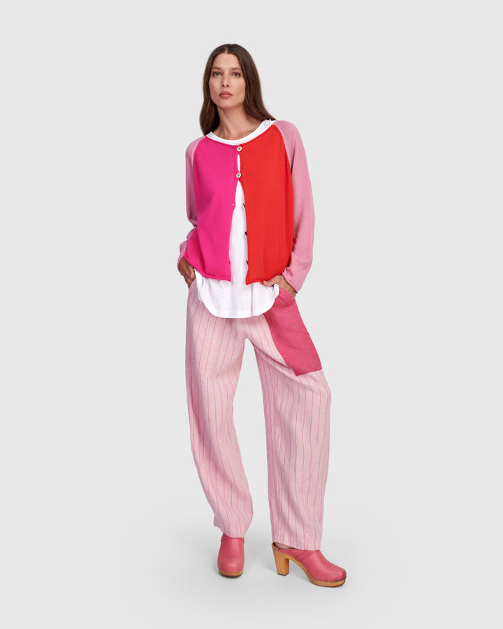 Linen Vacation Pants, Pink Stripe
