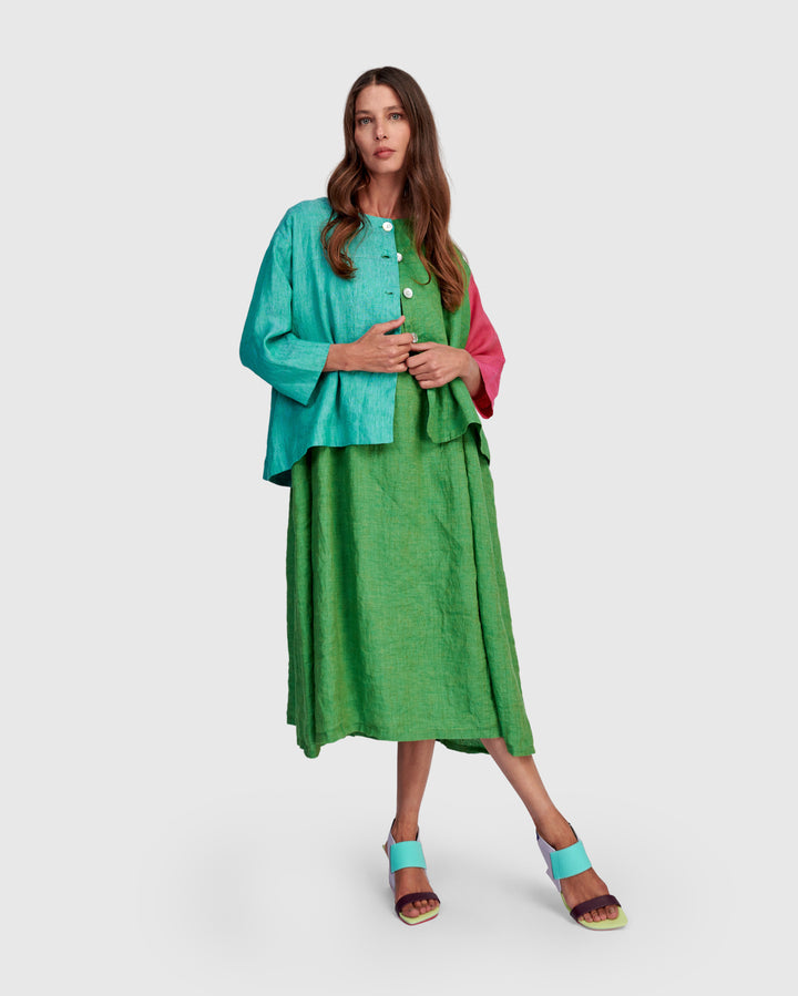 Peacock Linen Topper Jacket, Tropical Mix
