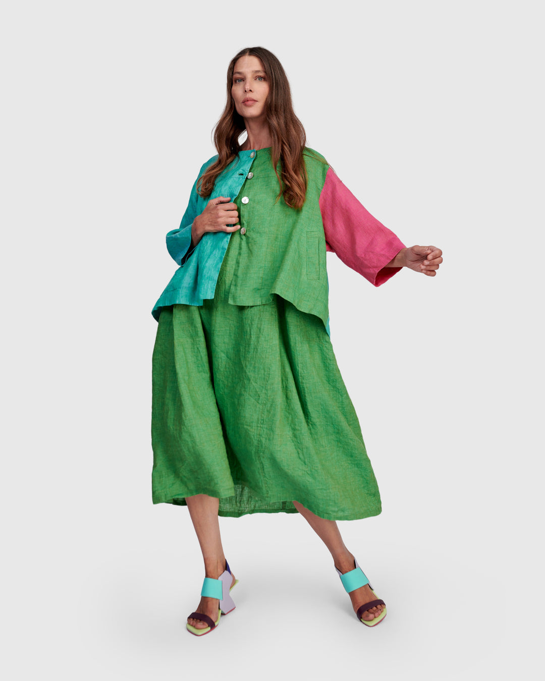 Alembika Linen Swing Dress, Mojito Mojito / 6 (US 16-18)