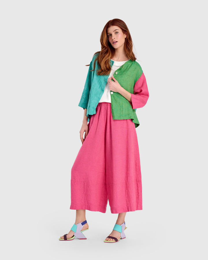 Linen Palazzo Pants, Flamingo