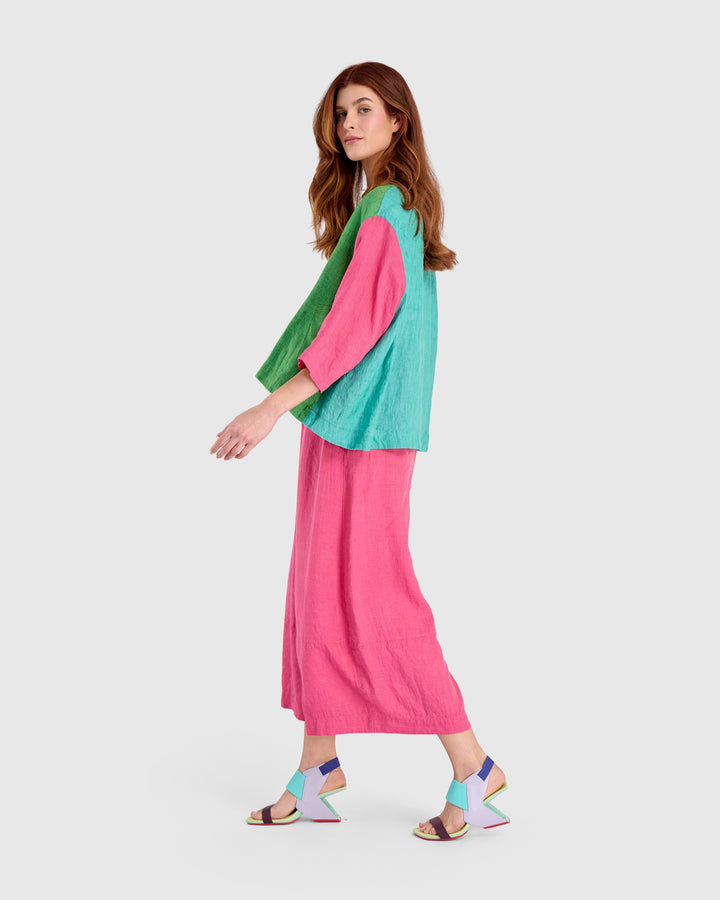 Peacock Linen Topper Jacket, Tropical Mix