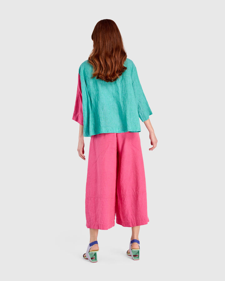 Peacock Linen Topper Jacket, Tropical Mix