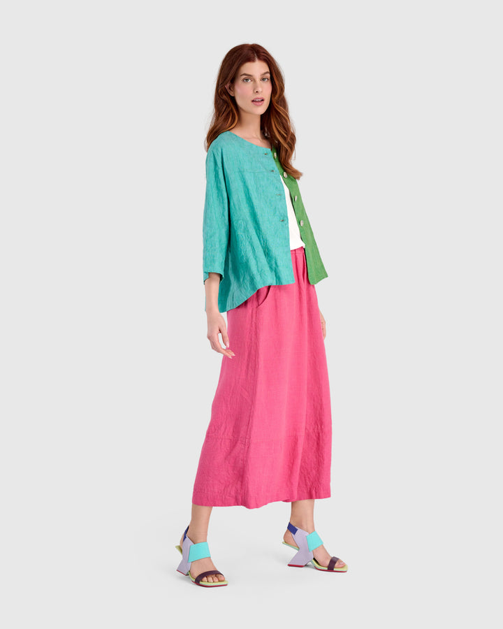 Peacock Linen Topper Jacket, Tropical Mix
