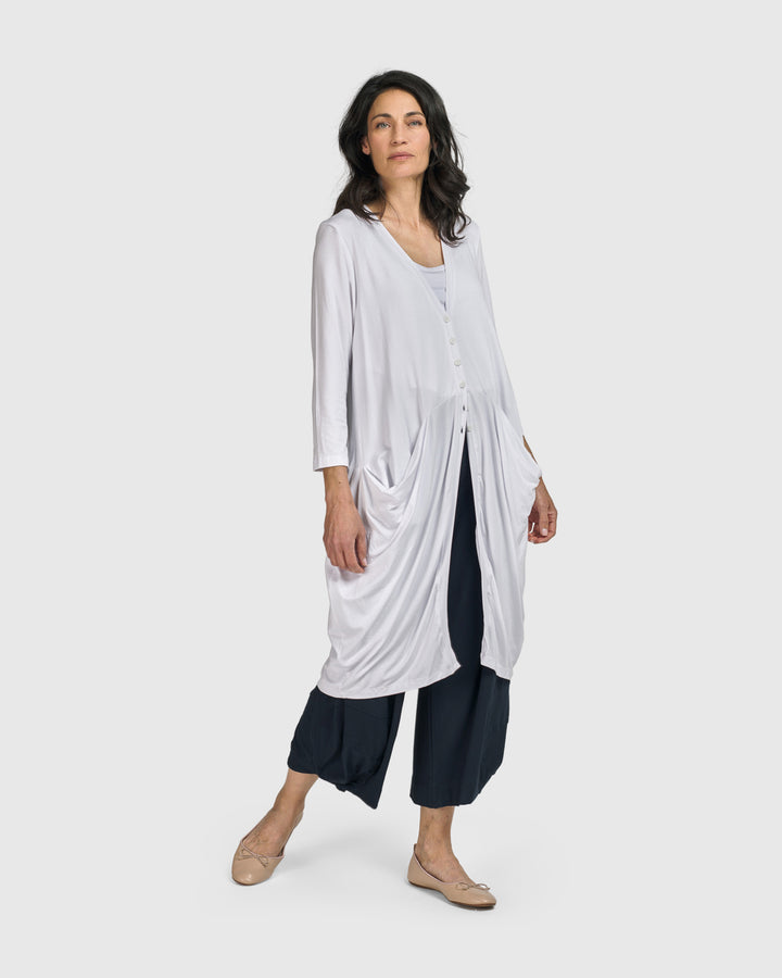 Essential Draped Cocoon Jacket, White