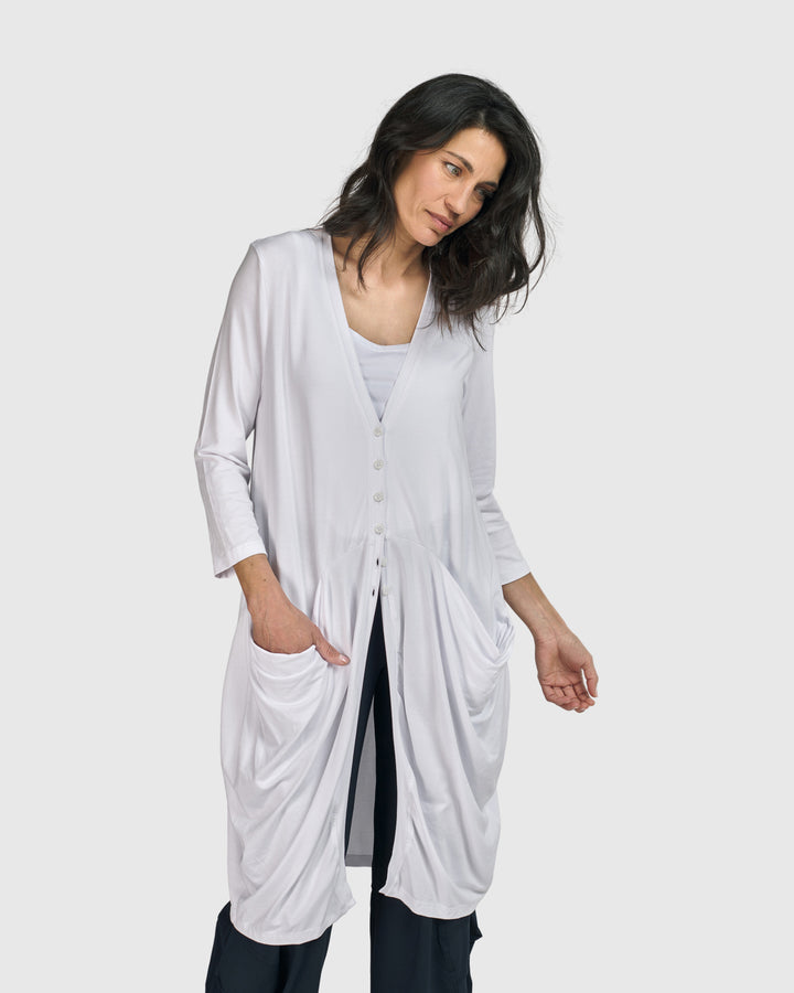 Essential Draped Cocoon Jacket, White