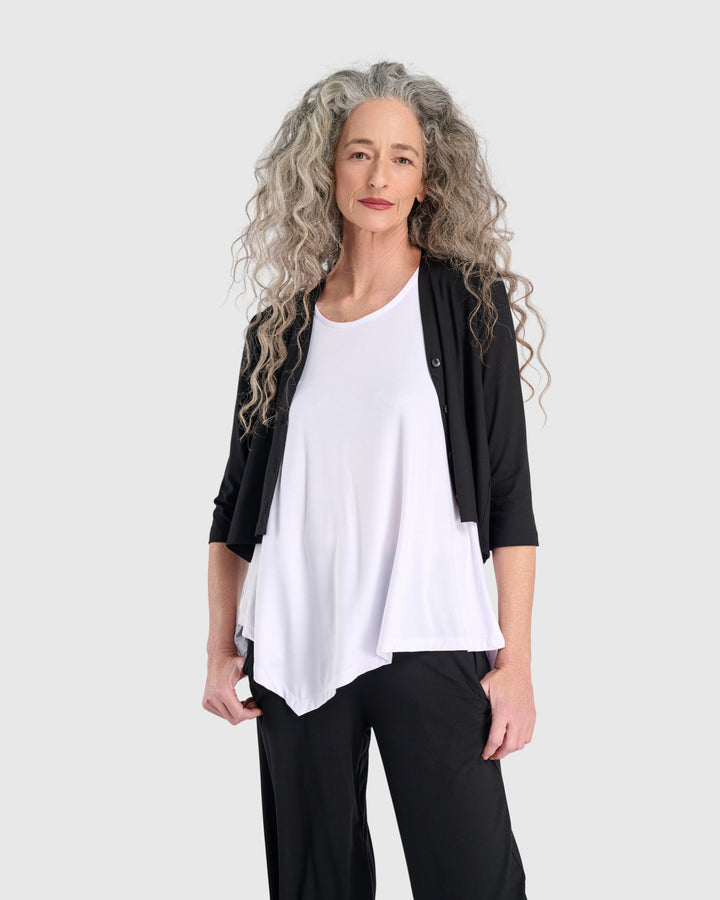 Essential Crop Cardigan, Black