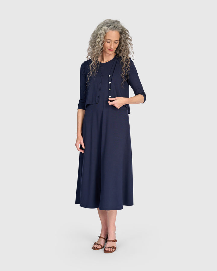 Essential Crop Cardigan, Navy