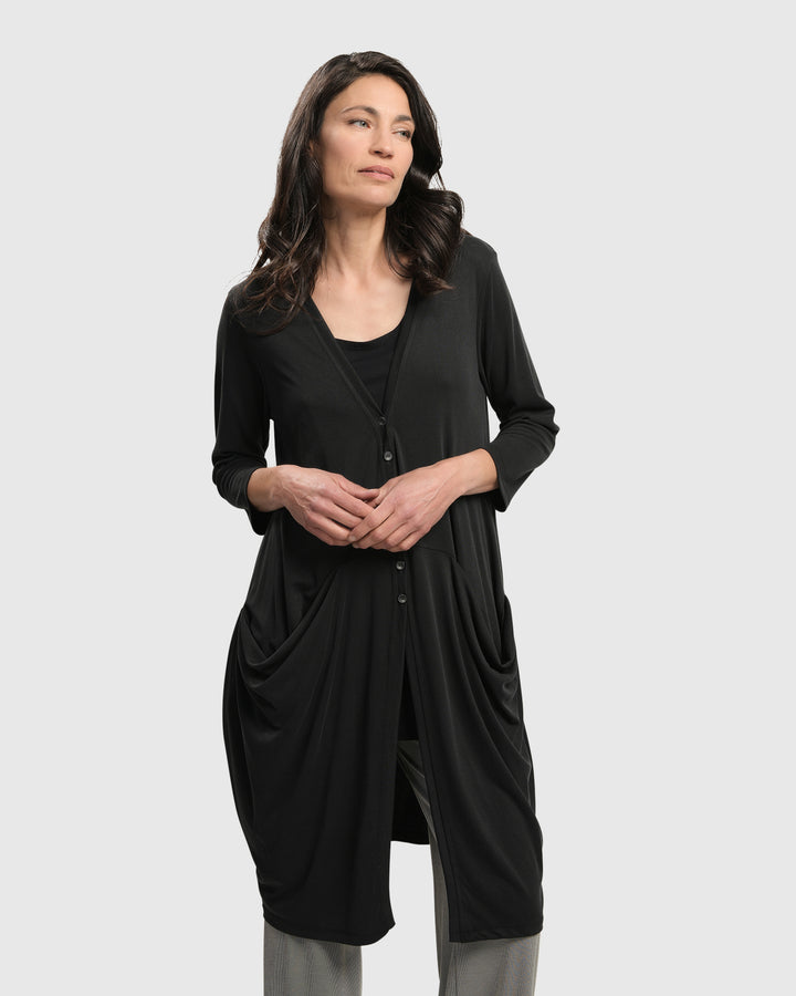 Essential Draped Cocoon Jacket, Charcoal