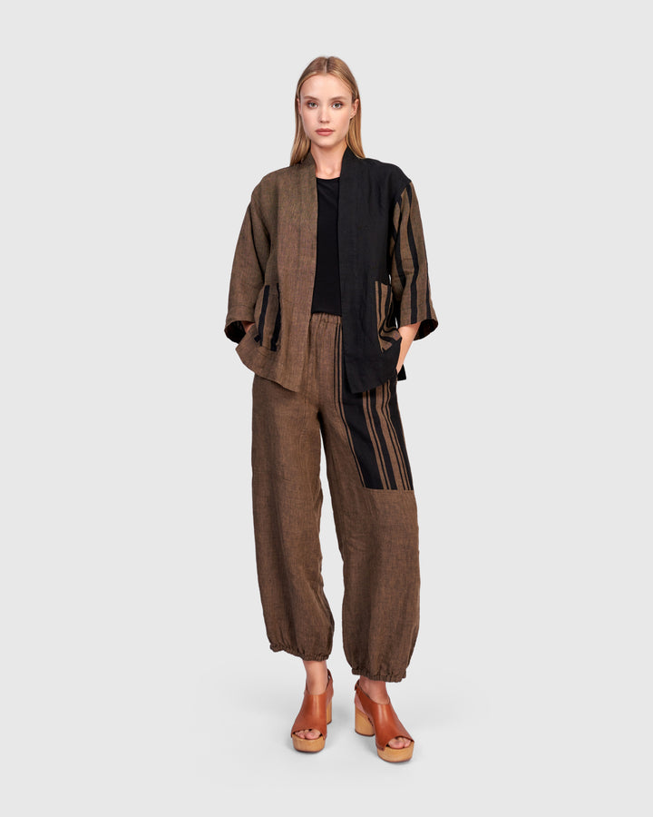 Grotto Linen Jacket, Sepia/Black