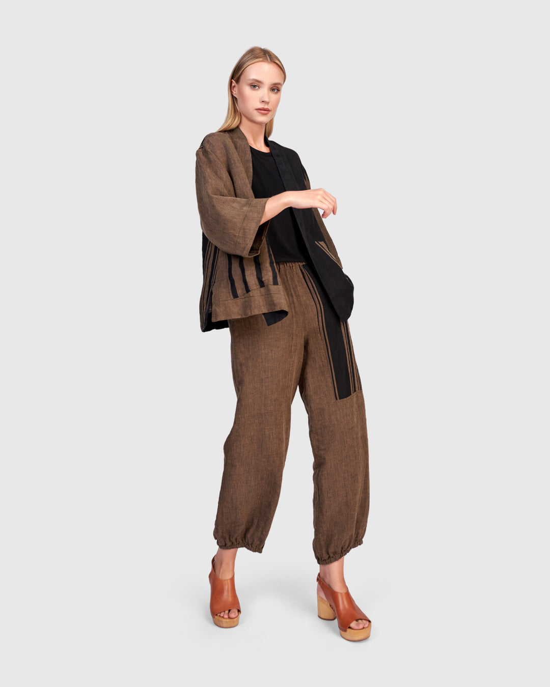 Linen Lantern Pants, Sepia