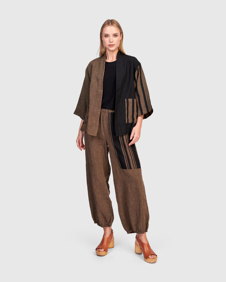 Linen Lantern Pants, Sepia