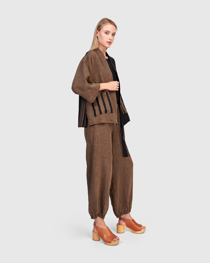 Grotto Linen Jacket, Sepia/Black