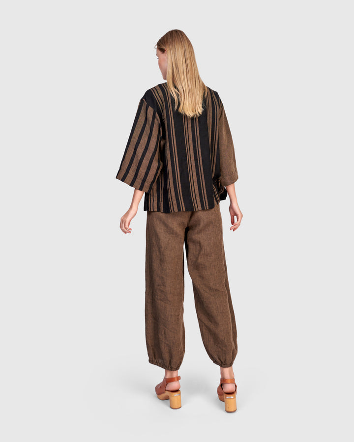 Grotto Linen Jacket, Sepia/Black