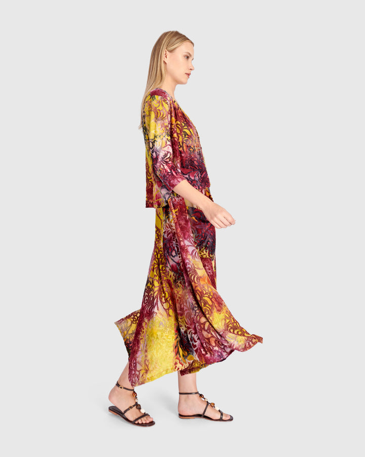 Kaleidoscope Cropped Cardigan, Raspberry/Gold