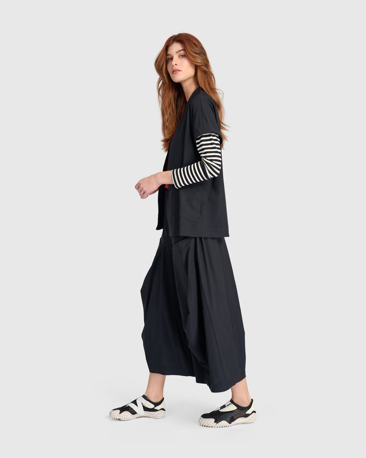 Tekbika Layered Sleeves Jacket, Black/Stripes