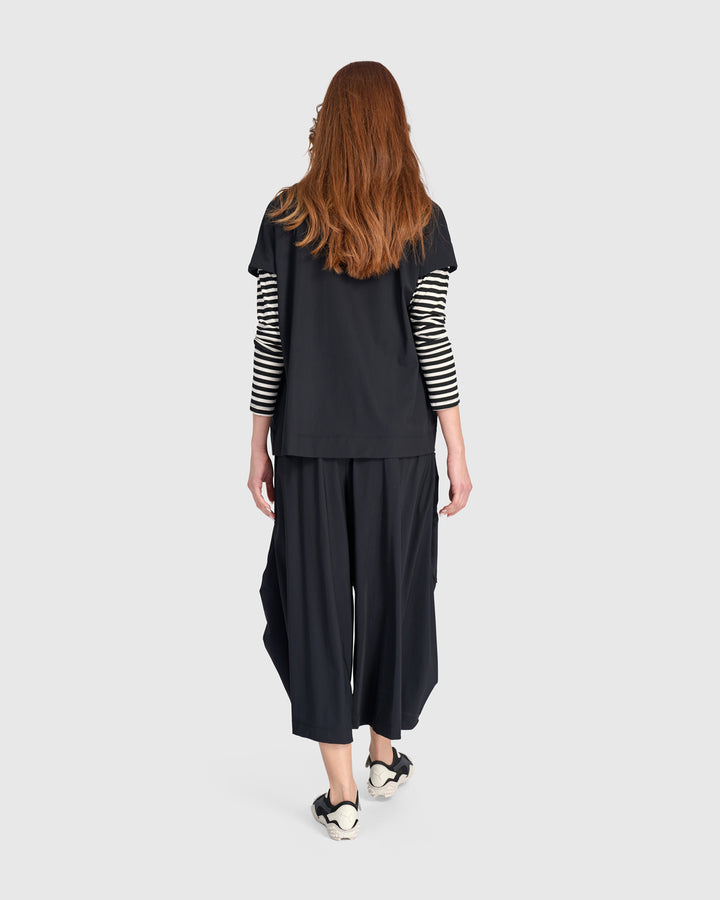 Tekbika Layered Sleeves Jacket, Black/Stripes