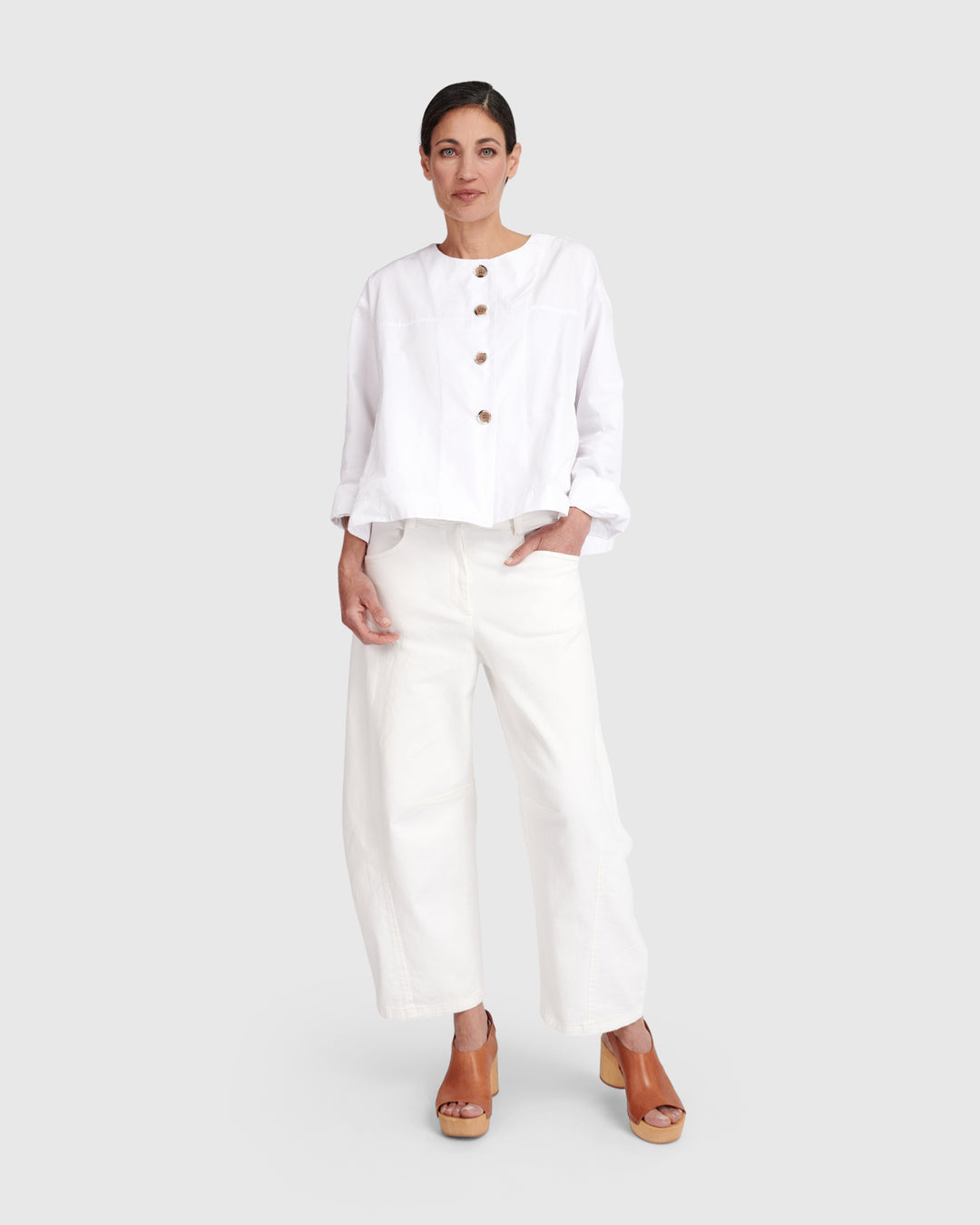 Go-To Barrel Pants, White