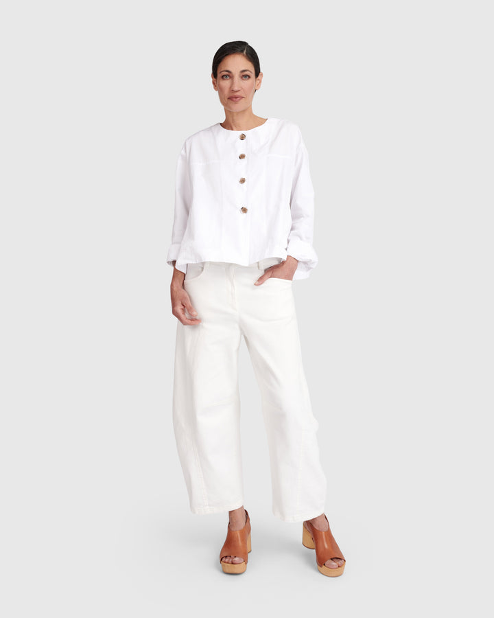 Go-To Barrel Pants, White
