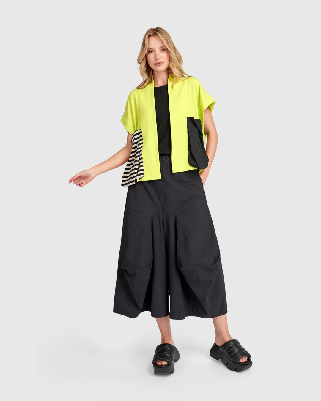 Urban Cotton Harem Pockets Pants, Black