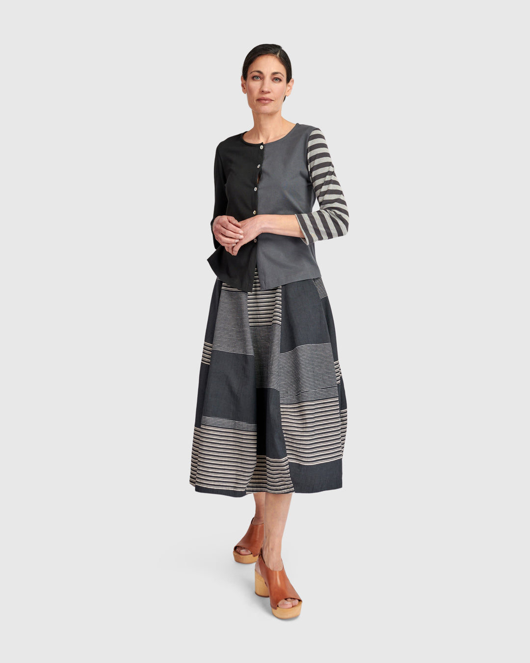 Urban Twilight Balloon Skirt, Slate Stripes