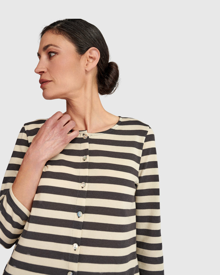 Urban Rally Stripes Cardi, Cream