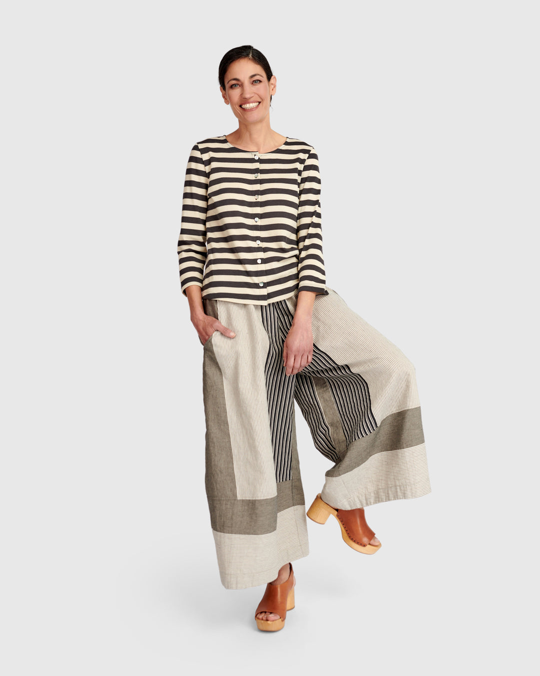 Urban Rally Stripes Cardi, Cream