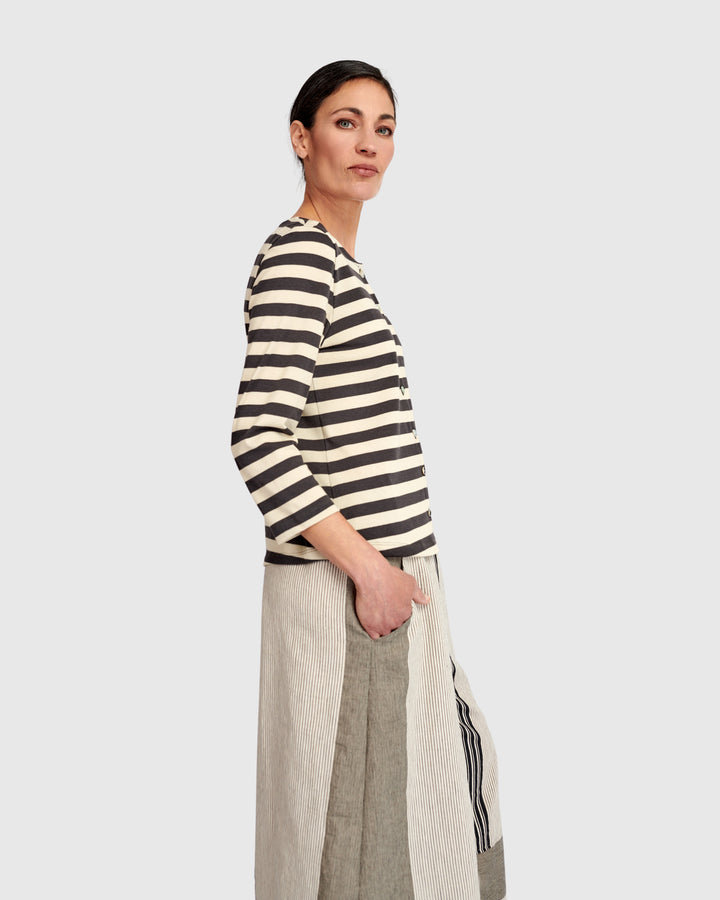 Urban Rally Stripes Cardi, Cream
