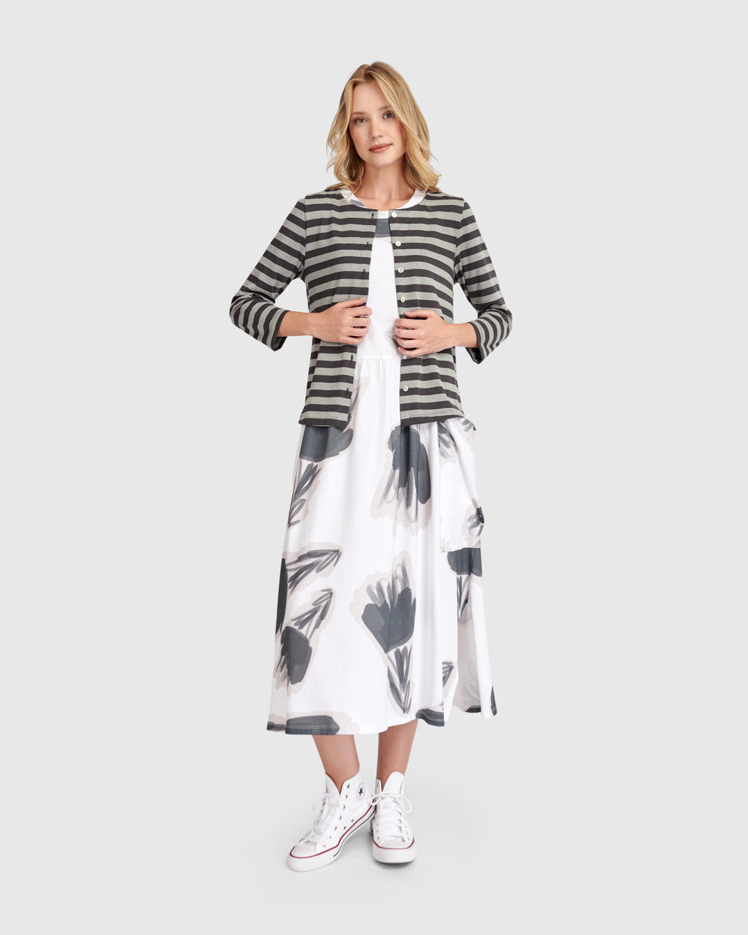 Urban Rally Stripes Cardi, Grey