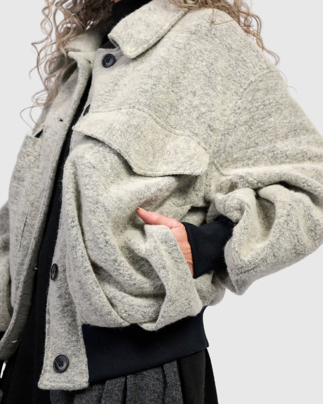 Urban Brushed Varsity Jacket, Cloud Grey