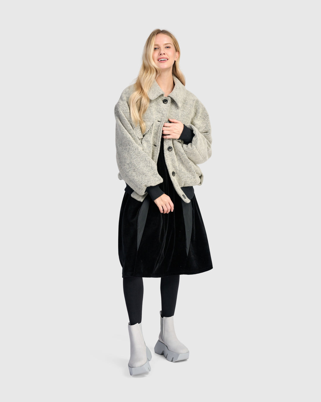 Urban Brushed Varsity Jacket, Cloud Grey