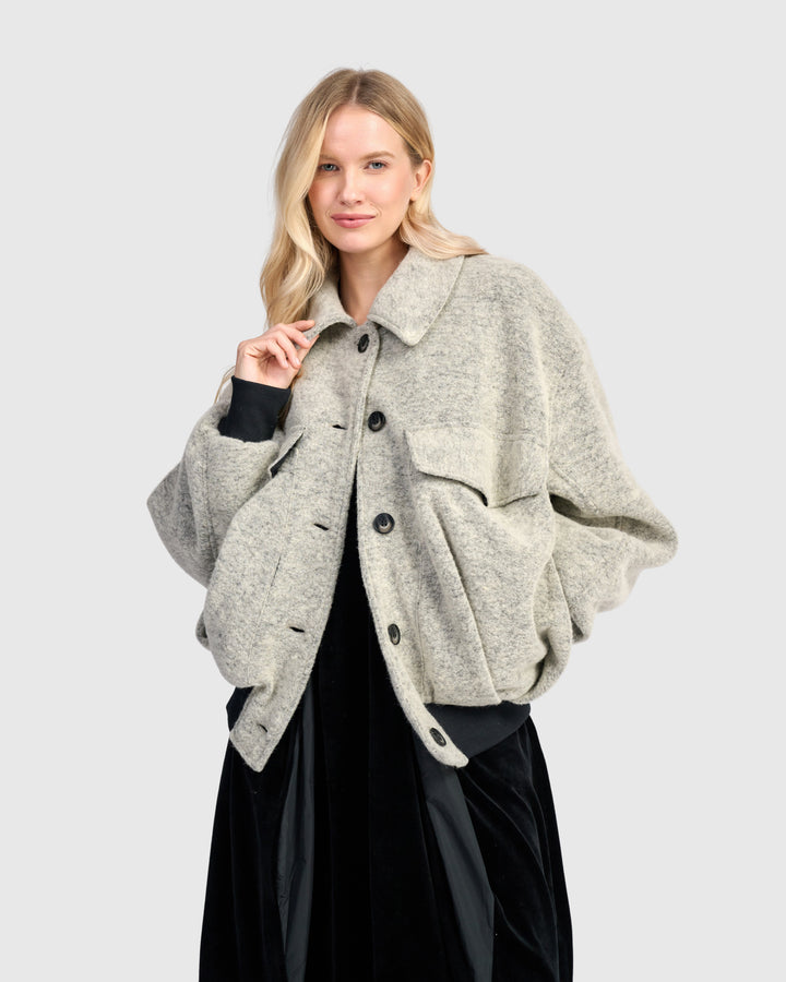 Urban Brushed Varsity Jacket, Cloud Grey