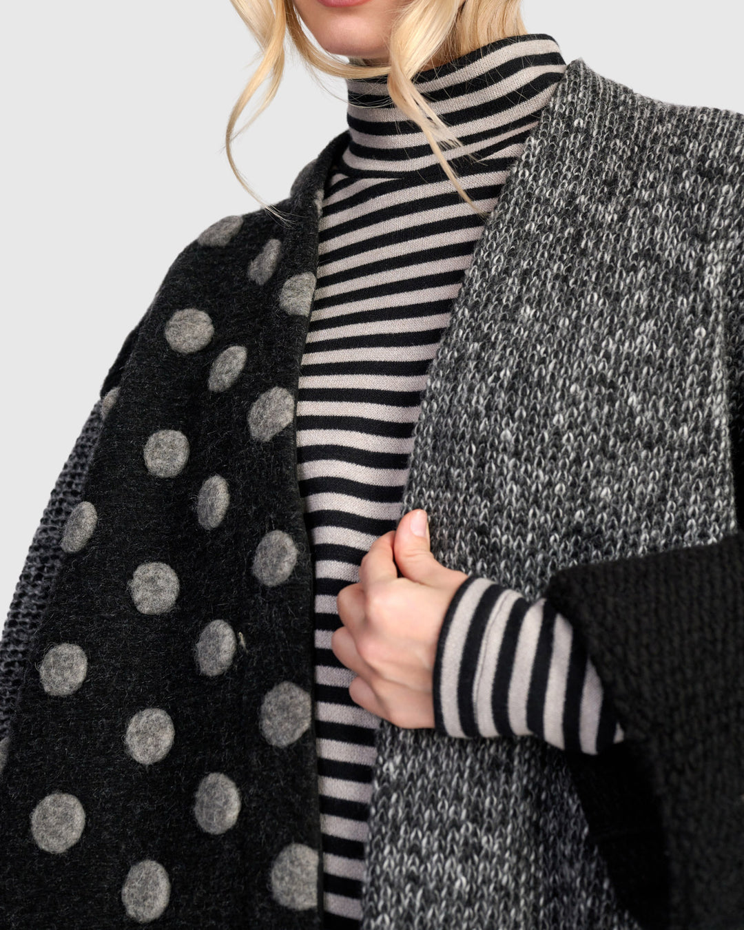 Urban Kusk Turtleneck Tunic, Black/Cloud Stripe