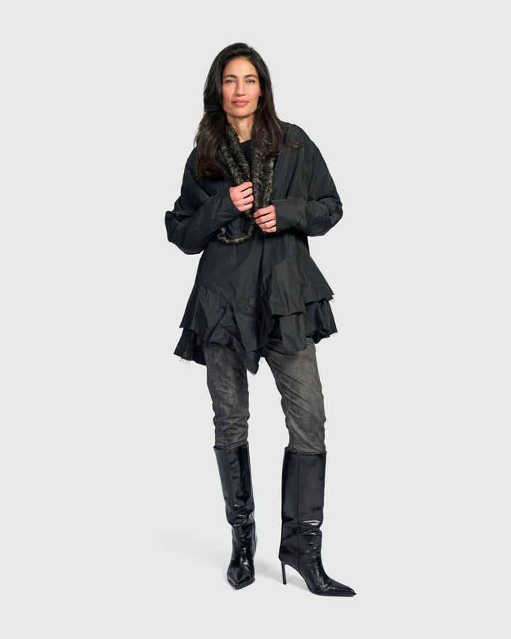 Urban Oversized Ruffle Top, Black