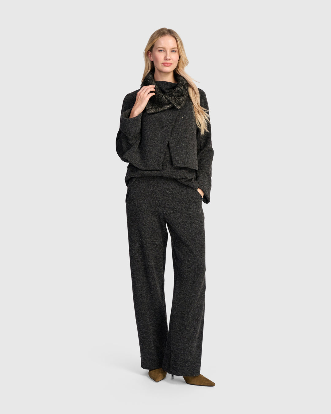 Urban Marl Knit Straight Pants, Shadow