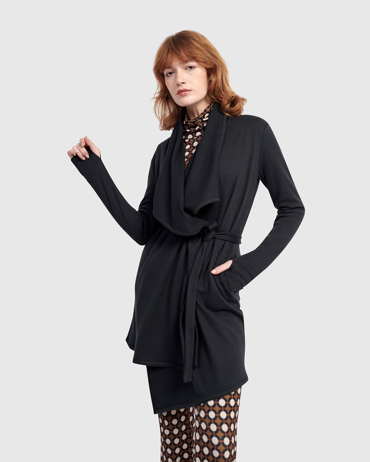 Urban Cloud Wrap Cardigan, Black