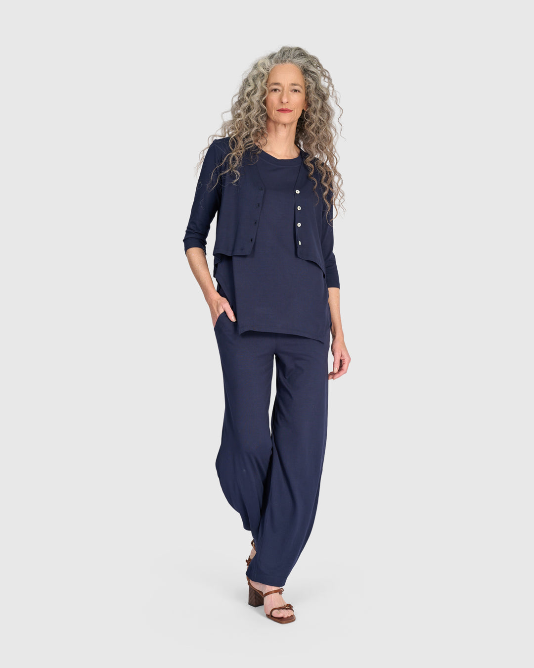 Essential Crop Cardigan, Navy
