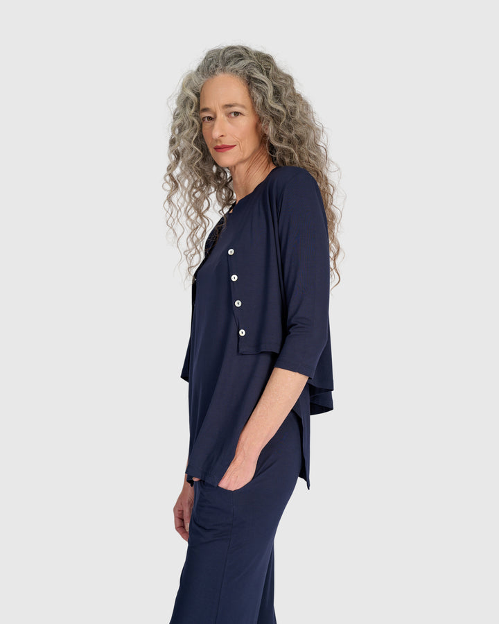 Essential Crop Cardigan, Navy