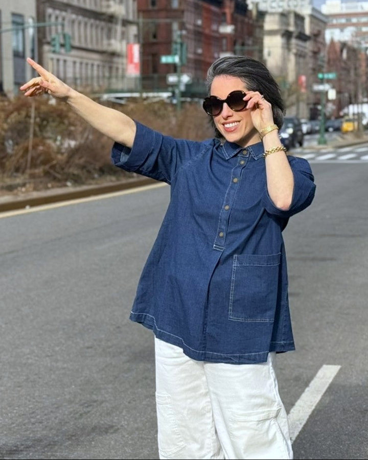 Myles Popover Shirt, Denim