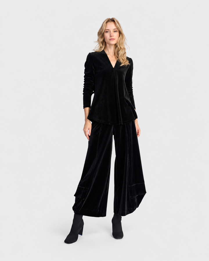 Everyday Velvet V-neck Top, Black