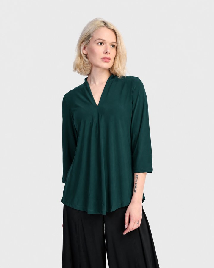Essential Slinky V-neck Top, Teal
