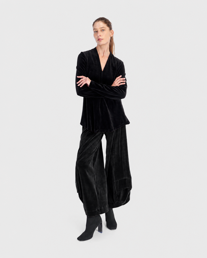 Everyday Velvet V-neck Top, Black