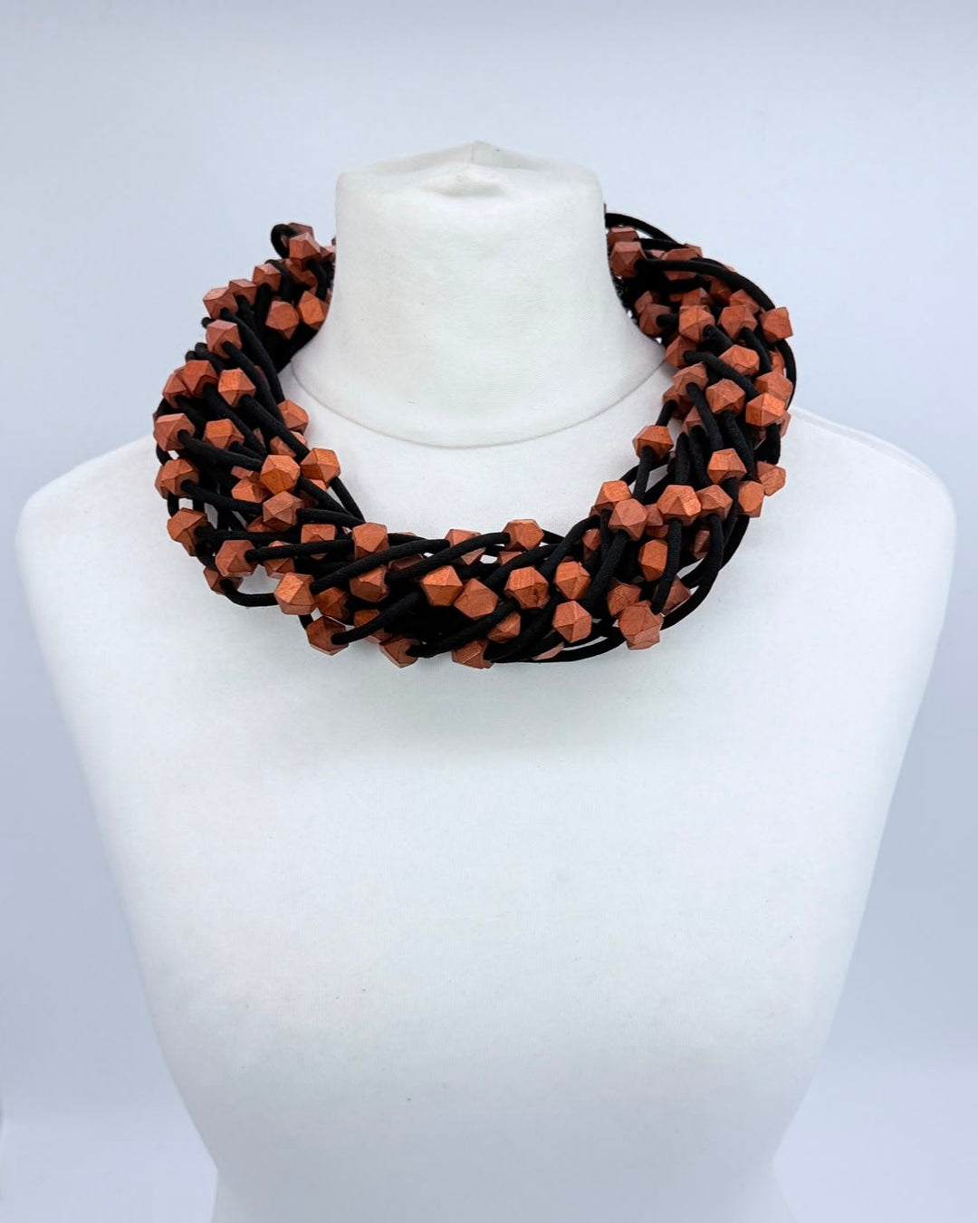 Facet Bead Necklace Set, Brown