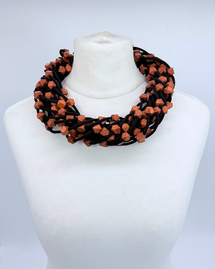Facet Bead Necklace Set, Brown