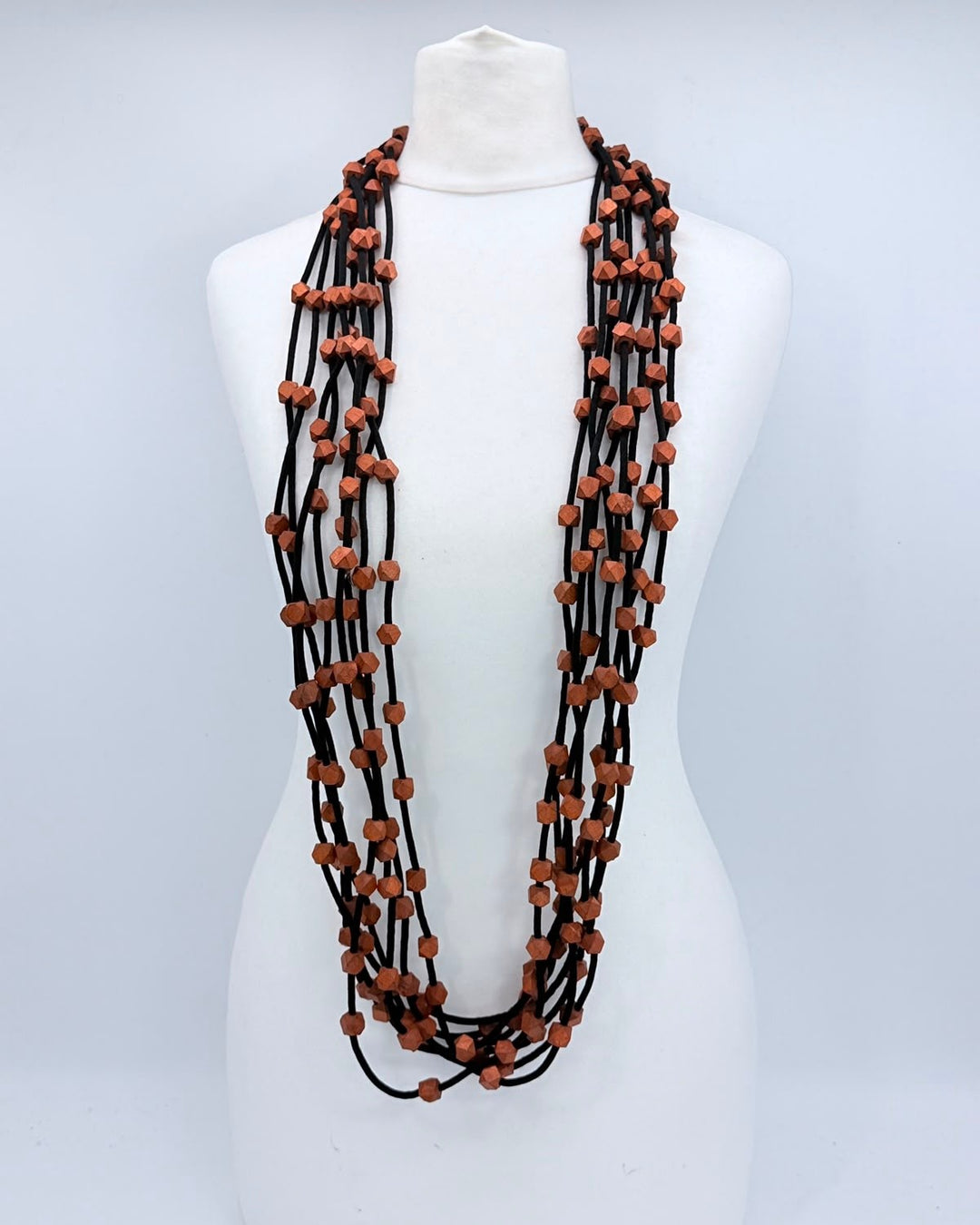 Facet Bead Necklace Set, Brown