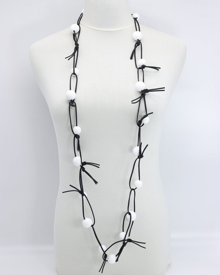 Twisted & Tied Bead Necklace, White